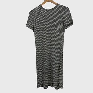 Vintage 90s Laura Ashley Black and White Checkered Dress US Size 6